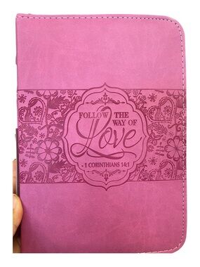 Pink 'Follow the Way of Love' Scripture Bible Cover